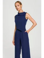 M702 Overal bez rukávov s golierom - tmavo modrá