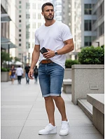 Pánske džínsové šortky s opaskom modré FashionStreet SX2575