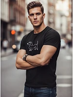 Pánske bavlnené tričko s potlačou jazvečíka čierne FashionStreet NX0221R