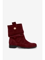 Dámske semišové kožené čižmy s remienkom Zazoo 4210 burgundy Dámske semišové kožené čižmy s remienkom Zazoo 4210 burgundy