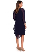 Dámske šifónové šaty s asymetrickým lemom S159 - tmavomodré - Stylove Dámske šifónové šaty s asymetrickým lemom S159 - tmavomodré - Stylove