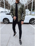 Pánska zelená kožená bunda FashionStreet TX4707