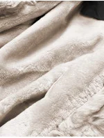Parka s kožušinovou podšívkou čierno-ružová (5M763-392)
