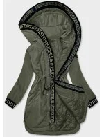 Dámska bunda s ozdobným lemovaním khaki (B8139-11) Dámska bunda s ozdobným lemovaním khaki (B8139-11)