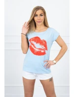 Blúzka s potlačou pier modrá
