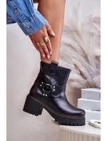 Damskie Skórzane Botki Na Zamek Lewski 3435 Czarne