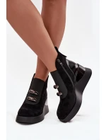 Dámské kotníčkové boty na platformě D&A MR52-106 Černé