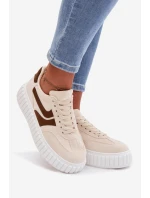 Dámské tenisky na platformě s eko semišem béžové Cadrina