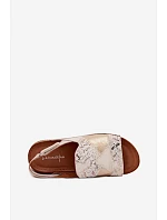 Dámske kožené sandále na platforme s pleteným vzorom Maciejka L7067-04 Beige