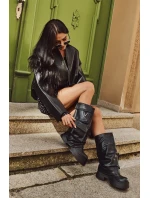 Ocieplane Wsuwane Kozaki Damskie Na Masywnej Platformie Z Kieszeniami Czarne Clarinda