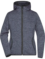 Daiber JN 588 Dámska pletená fleecová bunda s kapucňou 02.0588 denim melange/čierna Daiber JN 588 Dámska pletená fleecová bunda s kapucňou 02.0588 denim melange/čierna