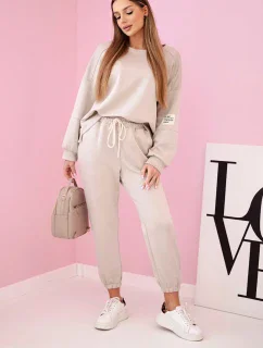 Súprava tepláky + nohavice maslová látka béžová