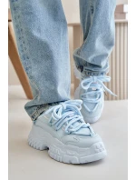 Sneakersy Damskie Na Masywnej Podeszwie Niebieskie Nevela
