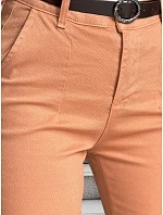Dámske bavlnené nohavice slim fit s opaskom TAIRONIK brick FashionStreet UY2543