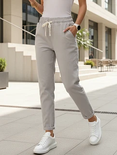 Dámske sivé tepláky s vysokým pásom FashionStreet UY2972
