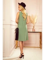 VICTORIA - dámske trapézové šaty v olivovej farbe 296-6