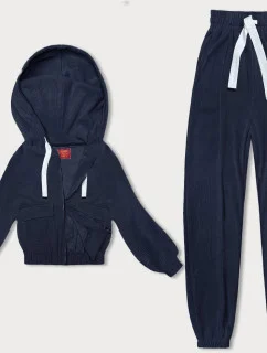 Tmavomodrý rebrovaný teplákový komplet (AMG-335A)