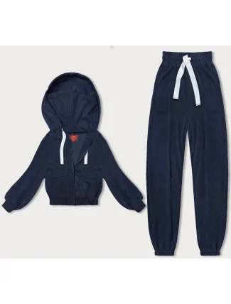 Pruhovaná tmavomodrá tepláková súprava (AMG-335A)