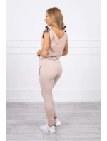 Nohavice/oblek s nápisom selfie beige