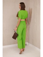 Kombinéza s ozdobným pásom Pistáciová