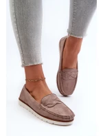 Dámske mokasíny z organického semišu Dark Beige Nestalia