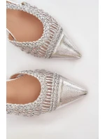 Dámské sandály s pletením na klíně stříbrné Nivorra