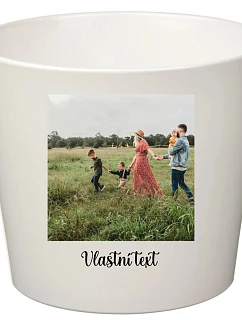 Bílý keramický květináč s fotografií - malý