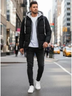 Pánska prešívaná zimná bunda s kapucňou čierna FashionStreet TX5104