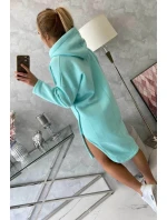 Šaty s kapucňou a bočným rázporkom mint