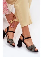 Sandały Damskie Na Słupku Czarne Almera