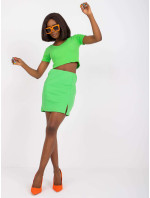 Zelená sukňa Elvira RUE PARIS s pruhovaným strihom