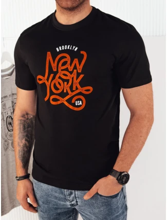 Pánske bavlnené tričko s potlačou čierne FashionStreet RX5368