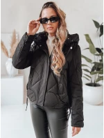 Dámska zimná bunda LOVEWARM krátka prešívaná s kapucňou čierna FashionStreet TY5039
