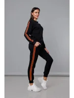 Čierno-oranžový dámsky teplákový komplet s lampasmi (KK0057) Čierno-oranžový dámsky teplákový komplet s lampasmi (KK0057)