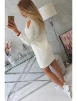 Šaty s grafikou dievčatá v 3D okuliaroch ecru