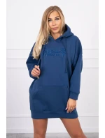 Zateplená mikina s vyšívaným textom oversize denim