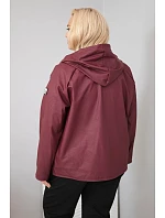 Dámska bunda vo veľkosti Plus Size s kapucňou a nastaviteľným spodným okrajom, bordová farba