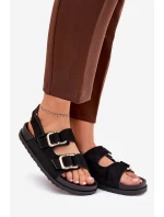 Sandały Damskie Z Klamrami Czarne Seladith