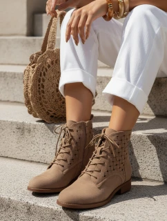 Dámske šnurovacie topánky camel FashionStreet ZY1348