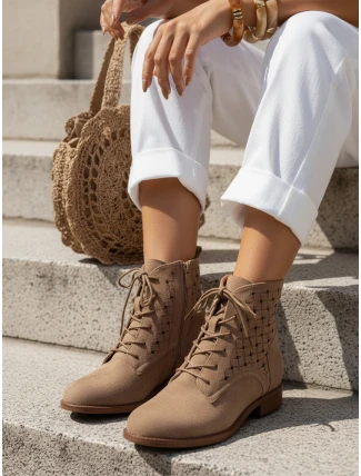 Dámske šnurovacie topánky camel FashionStreet ZY1348 Dámske šnurovacie topánky camel FashionStreet ZY1348