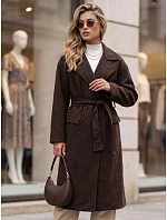 Dámsky dvojradový kabát s opaskom, hnedý, FashionStreet NY0785