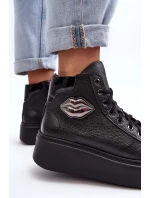 Trampki Damskie Wysokie Na Suwak Lemar Czarne Katerin