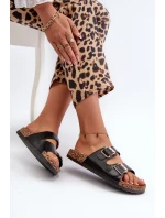 Klapki Damskie Z Klamrami Czarne Fronila