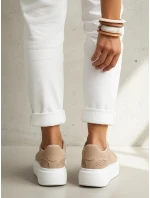 Béžové dámske tenisky na hrubej semišovej podrážke basic FashionStreet ZY1373 Béžové dámske tenisky na hrubej semišovej podrážke basic FashionStreet ZY1373