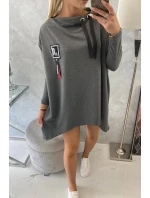 Oversize mikina s asymetrickými bokmi grafitová