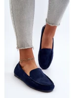 Damskie Zamszowe Mokasyny Granatowe Ranica