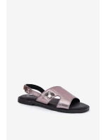 Sandały Damskie Płaskie Z Ozdobnym Detalem Vinceza 17378 Srebrne