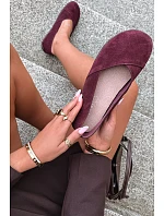 Dámske barefoot balerínky z prírodného semišu v bordovej farbe Mirelia Dámske barefoot balerínky z prírodného semišu v bordovej farbe Mirelia