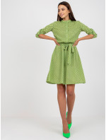 Zelené vzorované ležérne šaty s 3/4 rukávmi