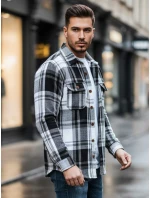 Pánska čierno-biela kockovaná flanelová košeľa FashionStreet DX2675